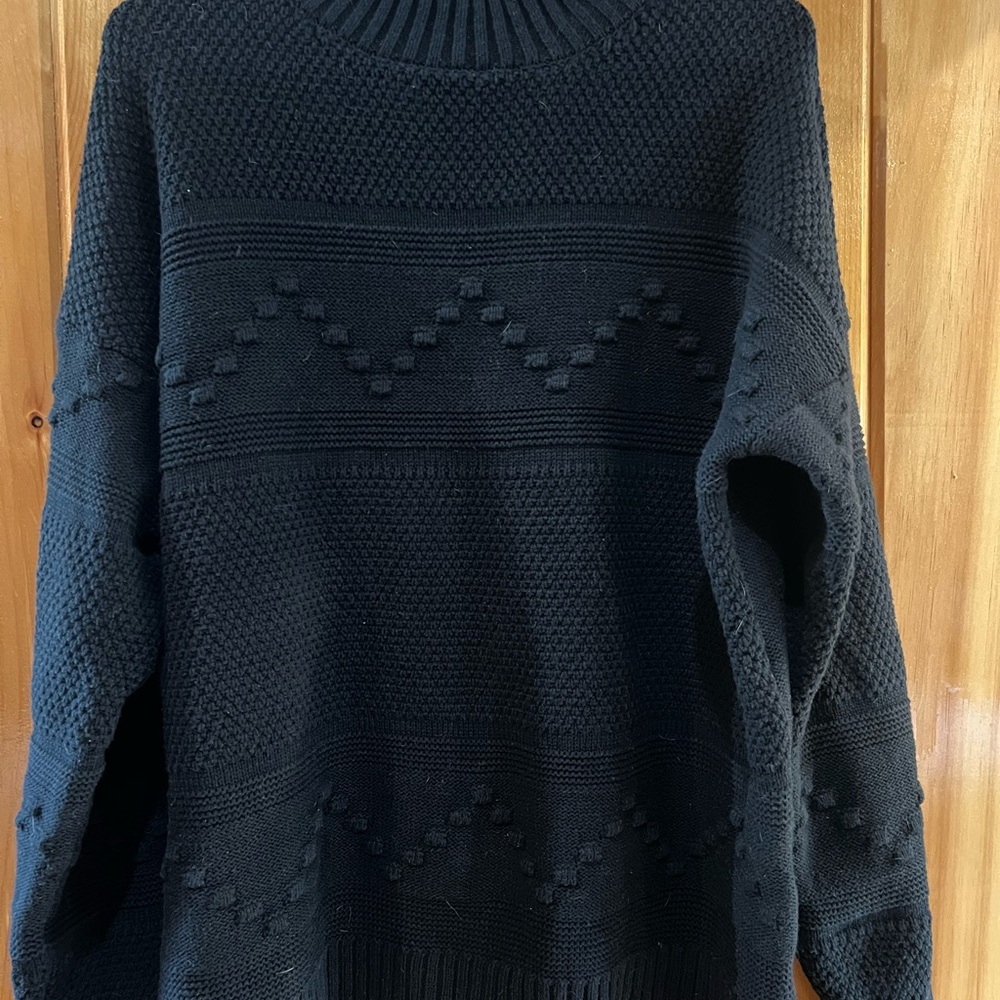 Pink Clover Ribbed Navy Knit Pullover